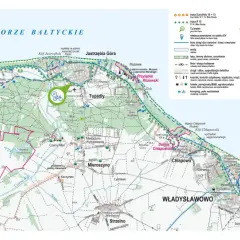 Jastrzębia Góra atrakcje: klif, punkty widokowe, szlaki rowerowe i piesze, plaże. Mapa turystyczna wybrzeża.