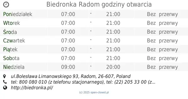 Biedronka Radom: Ponad 20 sklepów! Adresy, godziny, porady