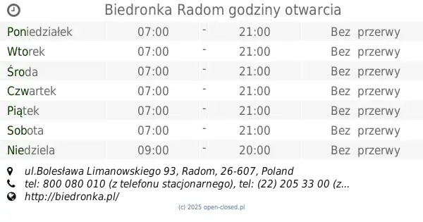 Biedronka Radom: Ponad 20 sklepów! Adresy, godziny, porady