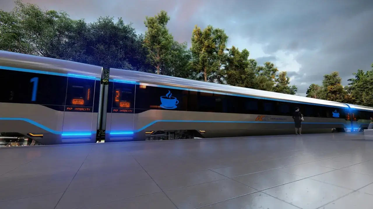 Nowoczesny pociąg PKP Intercity na dworcu