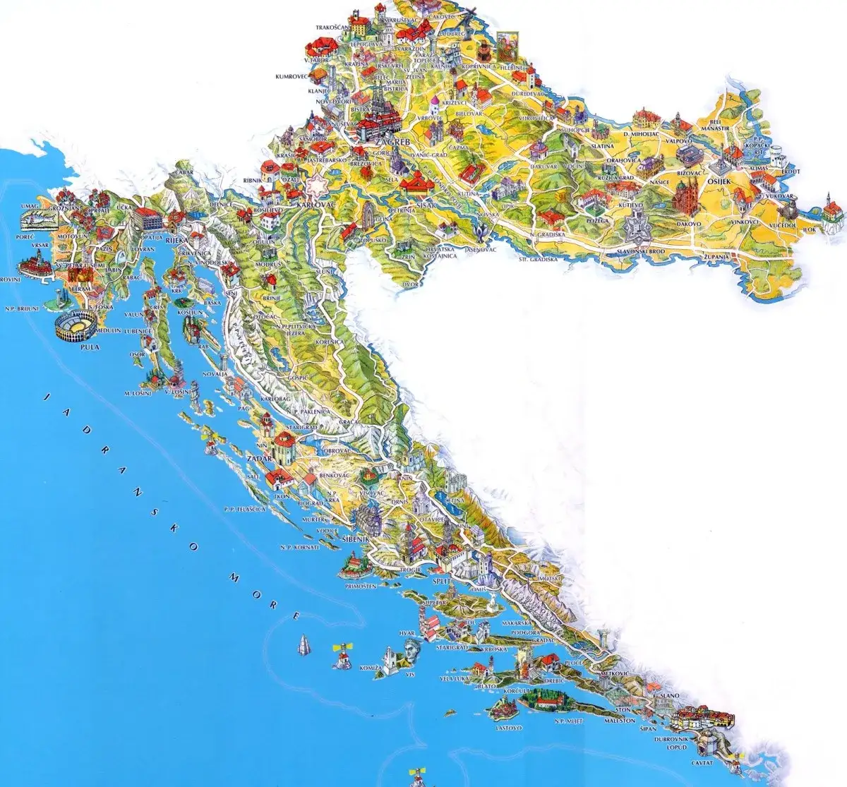Mapa Chorwacji tanie regiony noclegowe